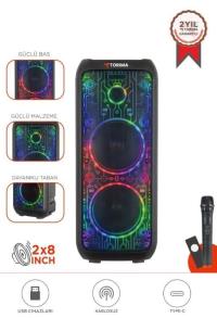 Torima D64 Siyah RGB Ledli Dahili Mikrofon Kumandalı Bluetooth Hoparlör Speaker kablosuz  mıkrofon  - 2